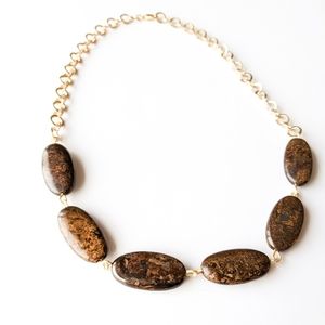 Gold-plated Bronzite Statement Chain Necklace